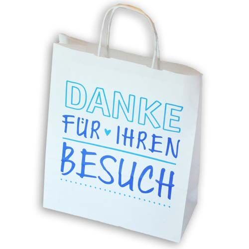 Papiertragetaschen sehr Groß bedruckt Danke mit Herz weiß