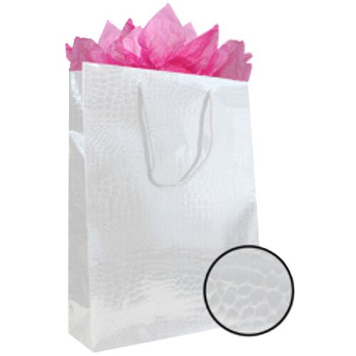 Messetasche weiß exklusive Krokoprägung