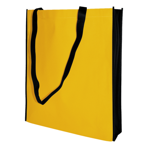 50 Vliestaschen gelb/schwarz 38 10x42cm Woventasche bedrucken