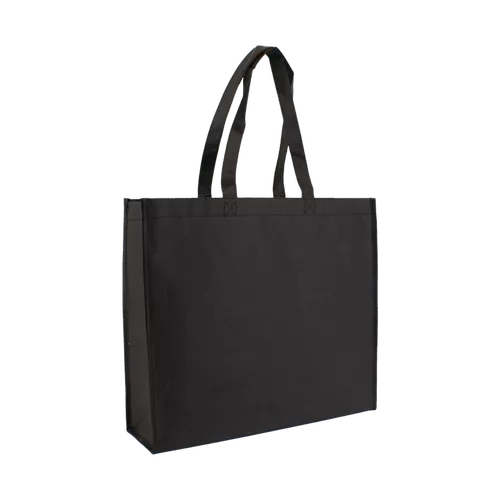 100 schwarze Papiertragetaschen 25 10x35cm mit schwarzem Non-Woven-Futter zum Bedrucken