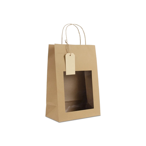 100 Papiertasche natur 18 08x19cm Sichtfenster Papiertueten bedrucken