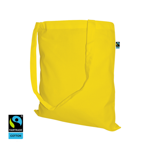 100 FairTrade Stofftaschen gelb 38x42cm lange Henkel Stoffbeutel bedrucken