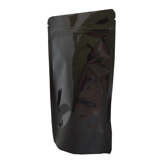 Standbodenbeutel 11x18,5 6,5cm schwarz bedruckte Papiertüten