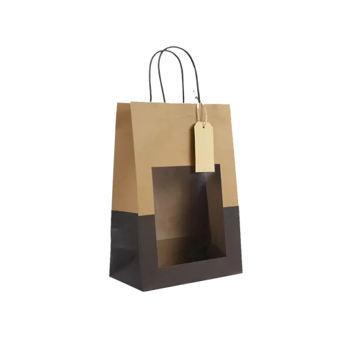 100 Papiertasche 2farbig 22 12x32cm Sichtfenster Papiertueten bedrucken