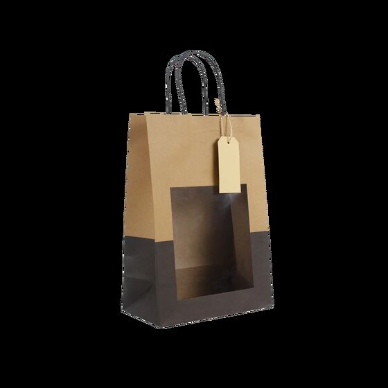 100 Papiertasche 2farbig 22 12x32cm Sichtfenster Papiertueten bedrucken