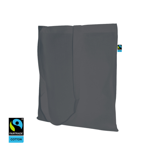 100 FairTrade Stofftaschen anthrazit 38x42cm lange Henkel Stoffbeutel bedrucken