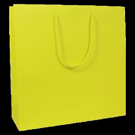 100 Werbetaschen neon-gelb 15x10x15cm Papiertueten bedrucken