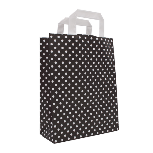 250 Papiertüten schwarz 22 10x28/31cm Pünktchen Papiertueten bedrucken