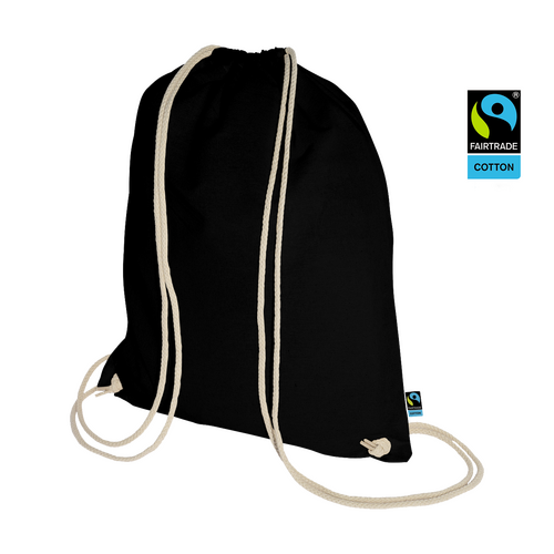 250 Turnbeutel schwarz FairTrade 38x46cm Turnbeutel bedrucken