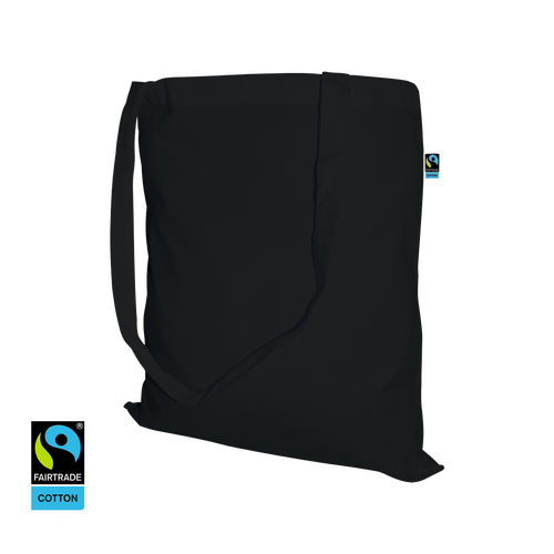250 FairTrade Stofftaschen schwarz 38x42cm lange Henkel Stoffbeutel bedrucken