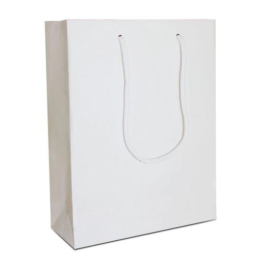 100 Messetaschen weiss 20x08x26cm Papiertueten bedrucken