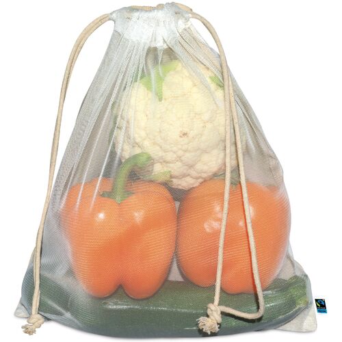 100 FairTrade Stoffsack - Netzbeutel 25x30cm Stoffbeutel bedrucken