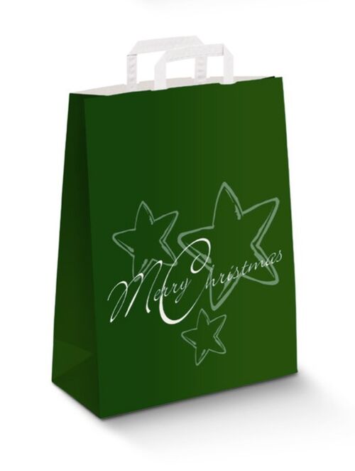 Weihnachtstaschen Geschenktaschen grün bedruckt mit Motiv Stern