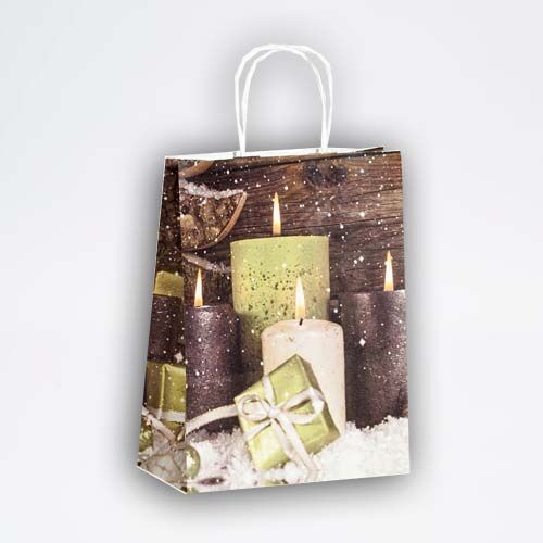 Weihnachtstaschen Geschenktaschen Kordelhenkel Kerzen