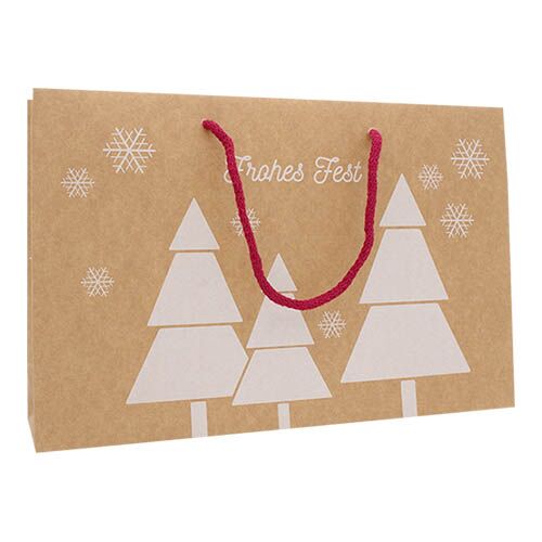 Weihnachtstueten Geschenktasche Tannen weiß