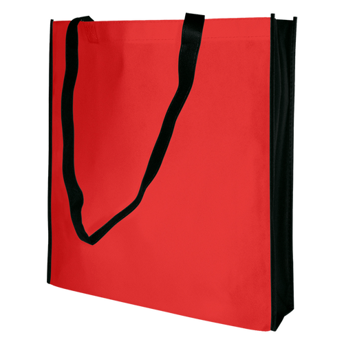 250 Vliestaschen rot/schwarz 38 10x42cm Woventasche bedrucken