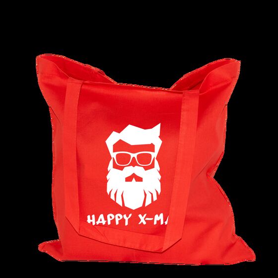 Weihnachtstasche Baumwolltasche 38x42cm rot I LOVE X-MAS 50 Stück